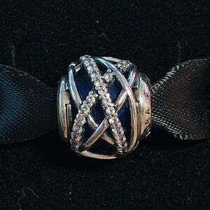 Authentic Pandora Retired Galaxy Blue Crystal Charm 796361NCB Sterling Silver